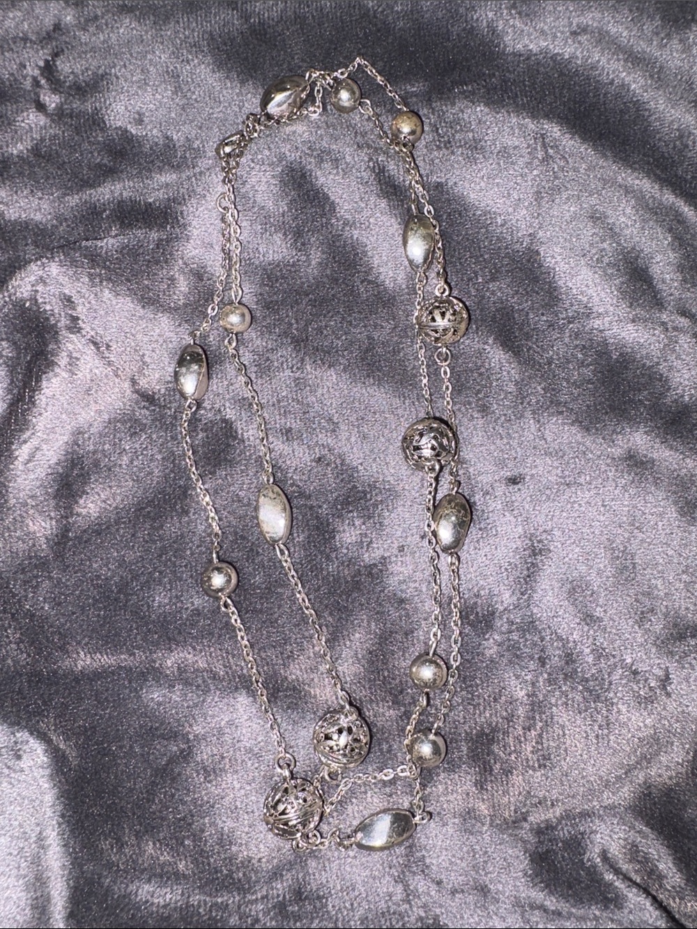 9-Vintage RMN Elegant Silver-Tone Beaded Layered Necklace - Women's Jewelry